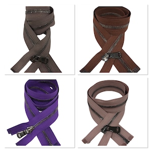 30 Inch One Way Separating Medium-Weight Open-End Zipper #5  Pick Design Antique Brass-Nickel-Brass Metal Zippers