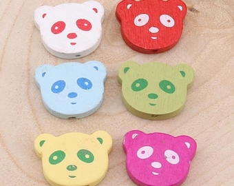 Handmade Wooden Panda Beads: Pacifier Chain Parts, 5 Pieces