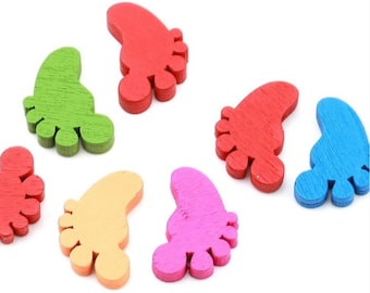 Handmade Foot Shaped Wooden Beads: Baby Pacifier Chain Parts