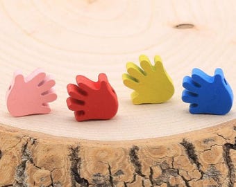 Handmade Hand Figure & Wooden Pacifier Chain Bead