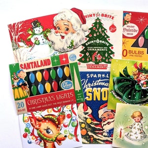 Retro Christmas Stickers. Mid Century Christmas, Card Making, Journal Supplies, Vintage Christmas Decor, Vintage Santas, Vintage Christmas
