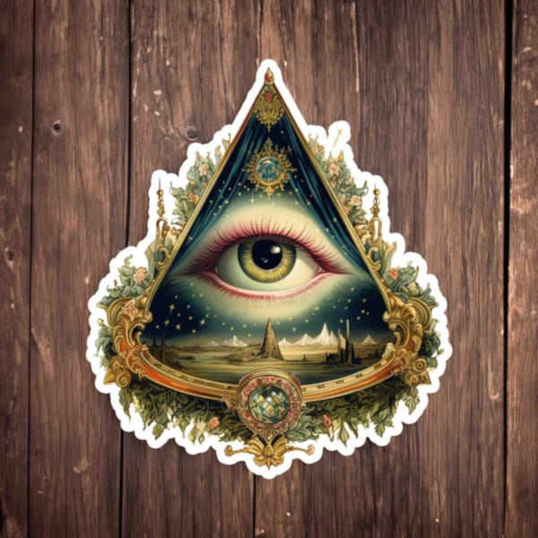 All Seeing Eye Vinyl 3" Sticker - Celestial Sticker - Spiritual Stickers - Witch Stickers - Illuminati Style - Vintage Stickers - Laptop