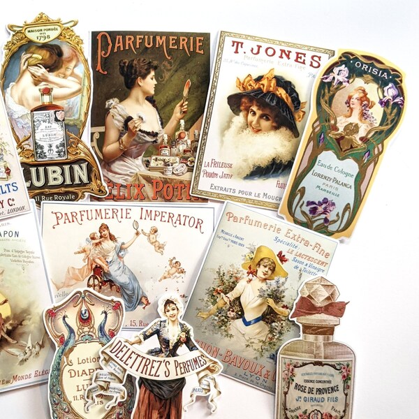 Vintage Perfume Stickers | Antique Perfume Bottles | French Perfume | Aesthetic Stickers | Vintage Stickers | Victorian Stickers