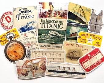 Vintage Titanic Sticker Pack | 16 Stickers | Junk Journal | Ephemera | Antique Stickers | Vintage Stickers | British History
