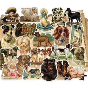 Vintage Dogs Sticker Pack | Fussy Cut | Antique Stickers | Dog Lovers | Junk Journal | Ephemera | Animal Stickers | Handmade Gifts.