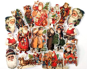 Victorian Santa Stickers Pack. Christmas Gifts, Junk Journal, Victorian Santas, Christmas Stickers, Vintage Christmas Decor, Die Cuts