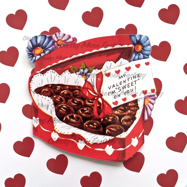 Vintage Style 3.5" Valentine Chocolate Candy Box Die Cut. Paper Cut Outs. For Journaling, Crafting, and Scrapbooking. Reproduction.