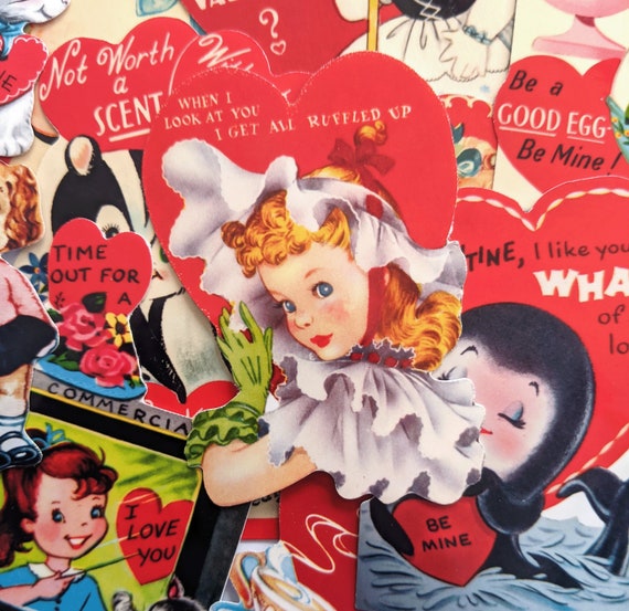 Vintage Valentine Stickers Pack. Handmade Stickers for Journaling