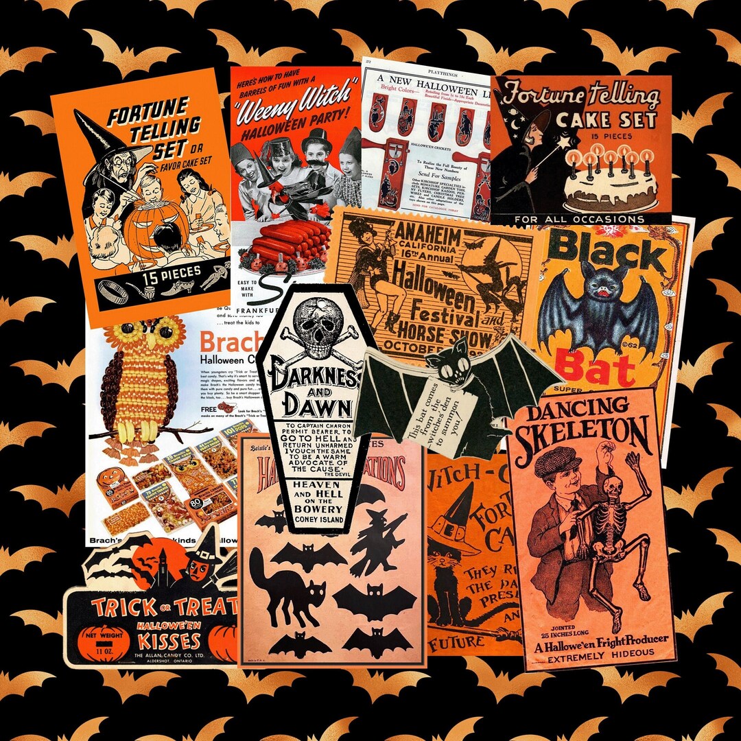 Vintage Halloween Stickers. Glossy Handmade Stickers, Spooky Aesthetic