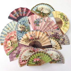 Victorian Fan Stickers Pack. Vintage Stickers, Handmade Journal Stickers, Junk Journal Supplies, Ephemera Crafts, Antique Stickers