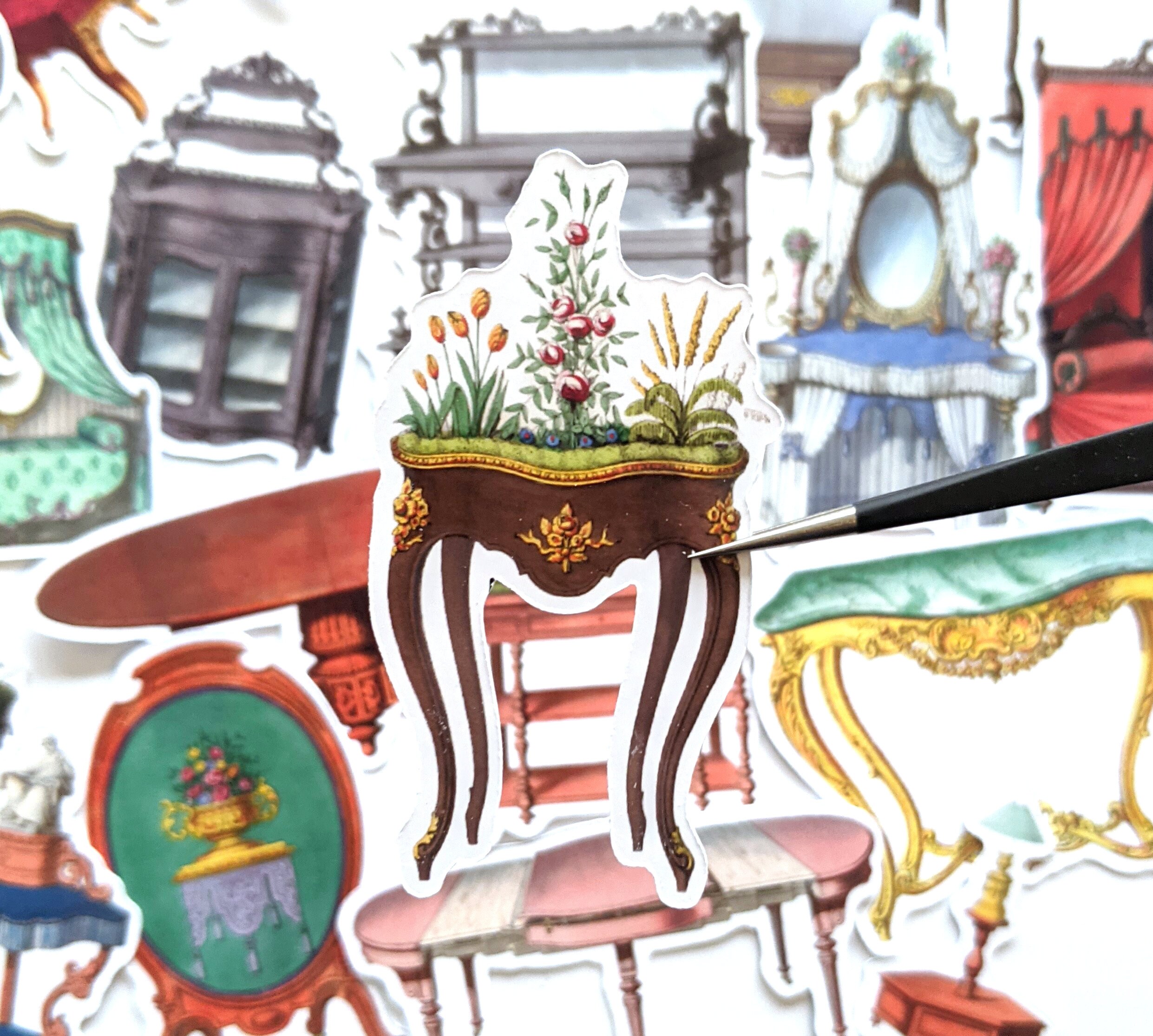 Antique Furniture Stickers. 25 Stickers. Junk Journal Etsy