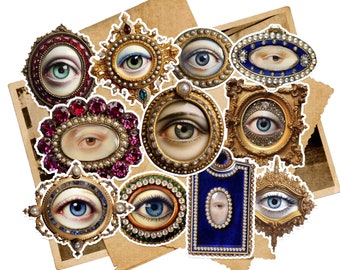 Vintage Lovers Eye Sticker Pack - Victorian Stickers - Journal Supplies - Handmade Gifts - Spiritual Stickers - Witch Stickers.