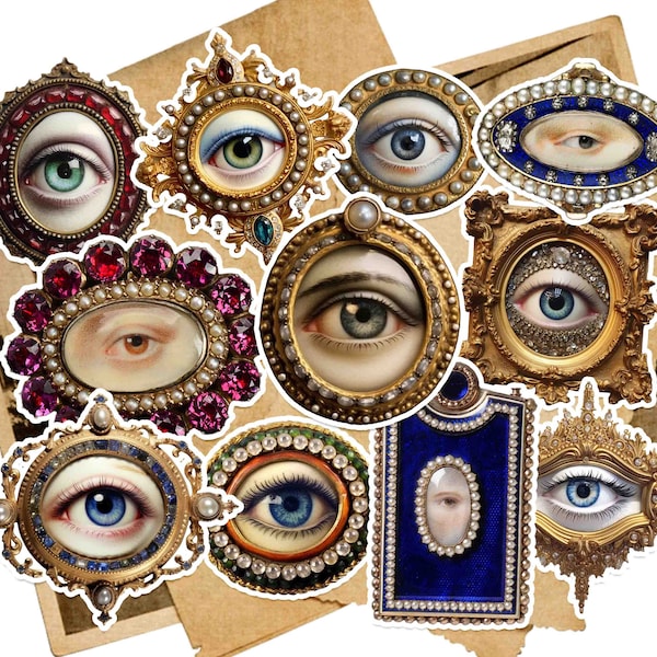 Vintage Lovers Eye Sticker Pack - Victorian Stickers - Journal Supplies - Handmade Gifts - Spiritual Stickers - Witch Stickers.