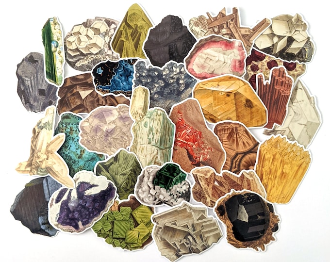 Igneous Rocks Sticker Vintage Mineral Crystal Stickers Pack | 30 Stickers | Laptop Stickers ...