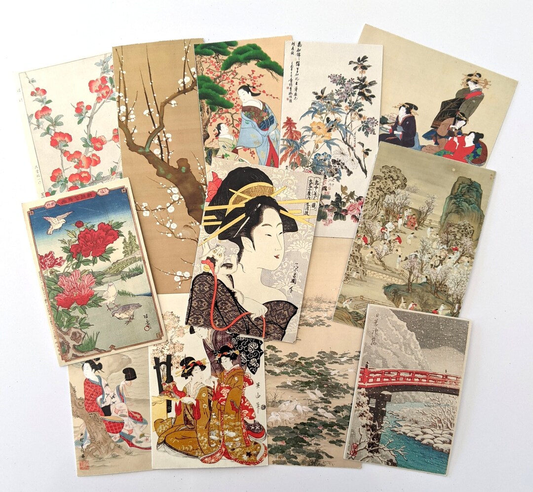 Vintage Japanese Art Stickers. Planner Stickers, Junk Journal Stickers