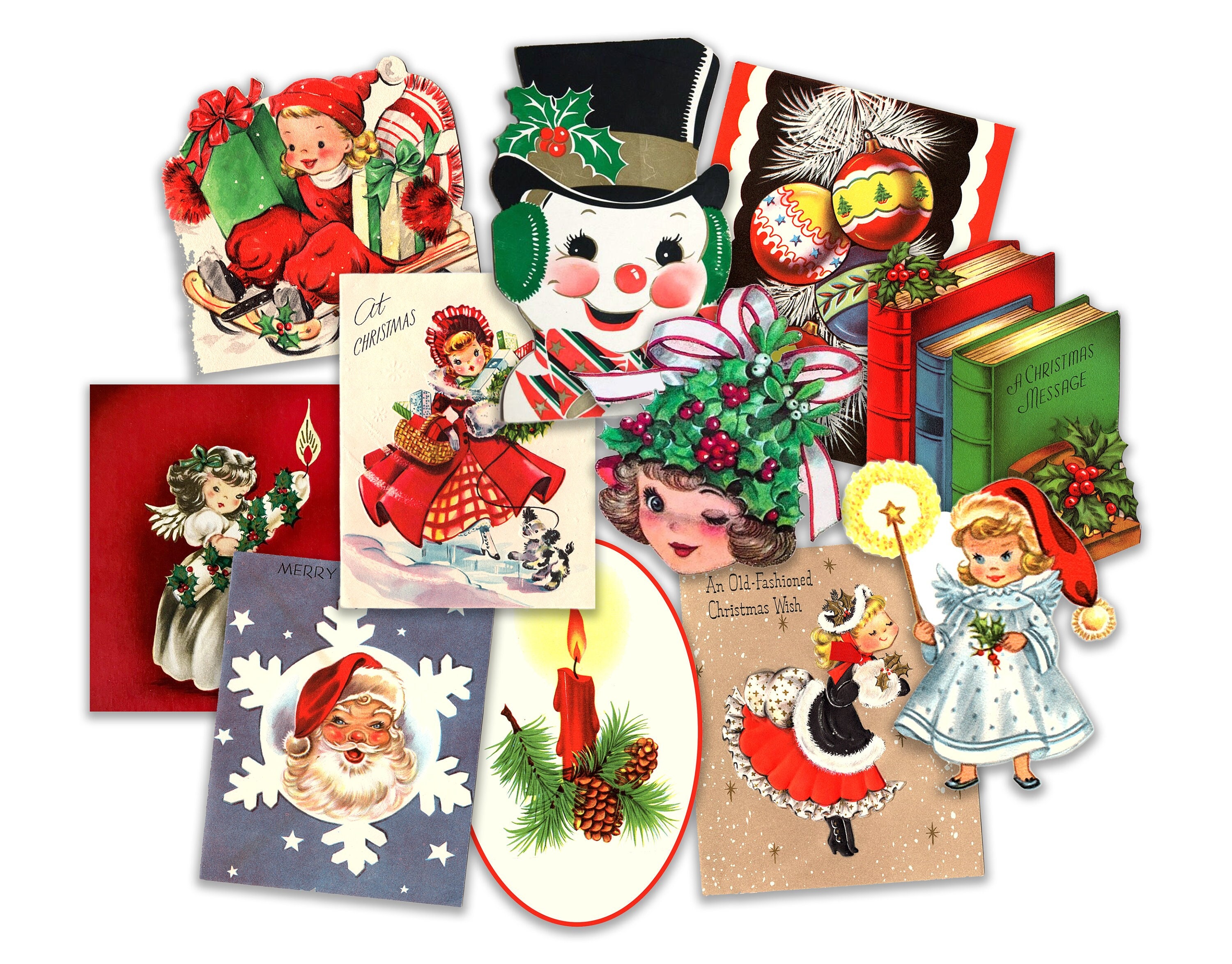 Retro Christmas Stickers. Mid Century Christmas, Card Making