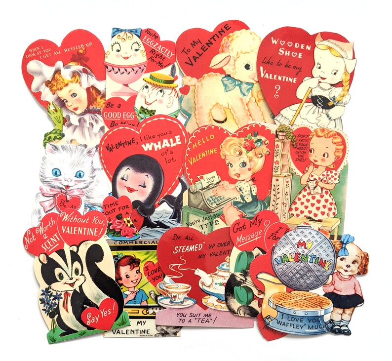 Vintage Valentine Stickers Pack. Handmade Stickers for Etsy