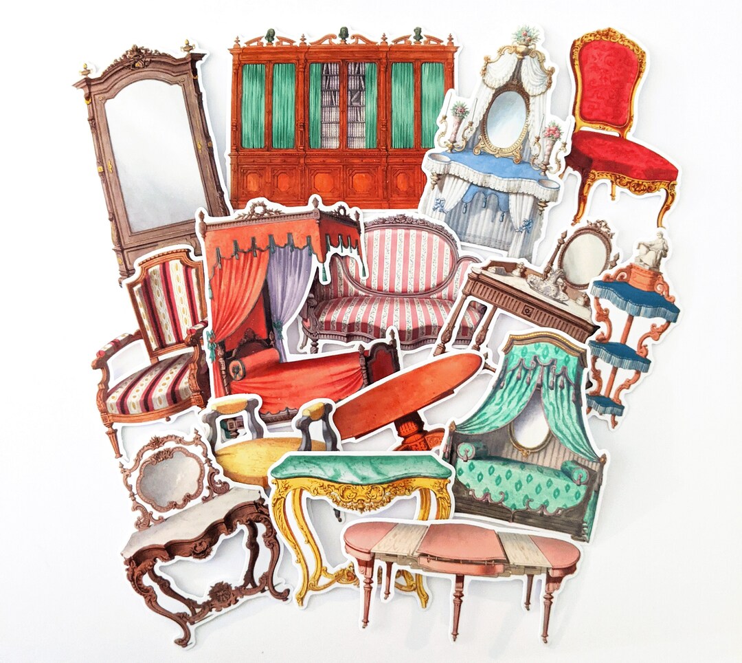 Antique Furniture Stickers Vintage Stickers Laptop Etsy