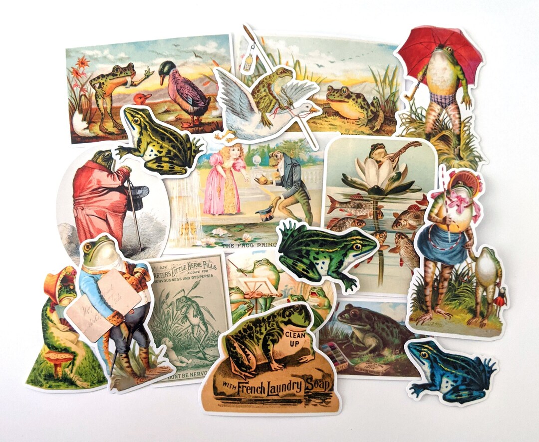 Victorian Frog Stickers Pack. Junk Journal, Ephemera, Antique Stickers ...