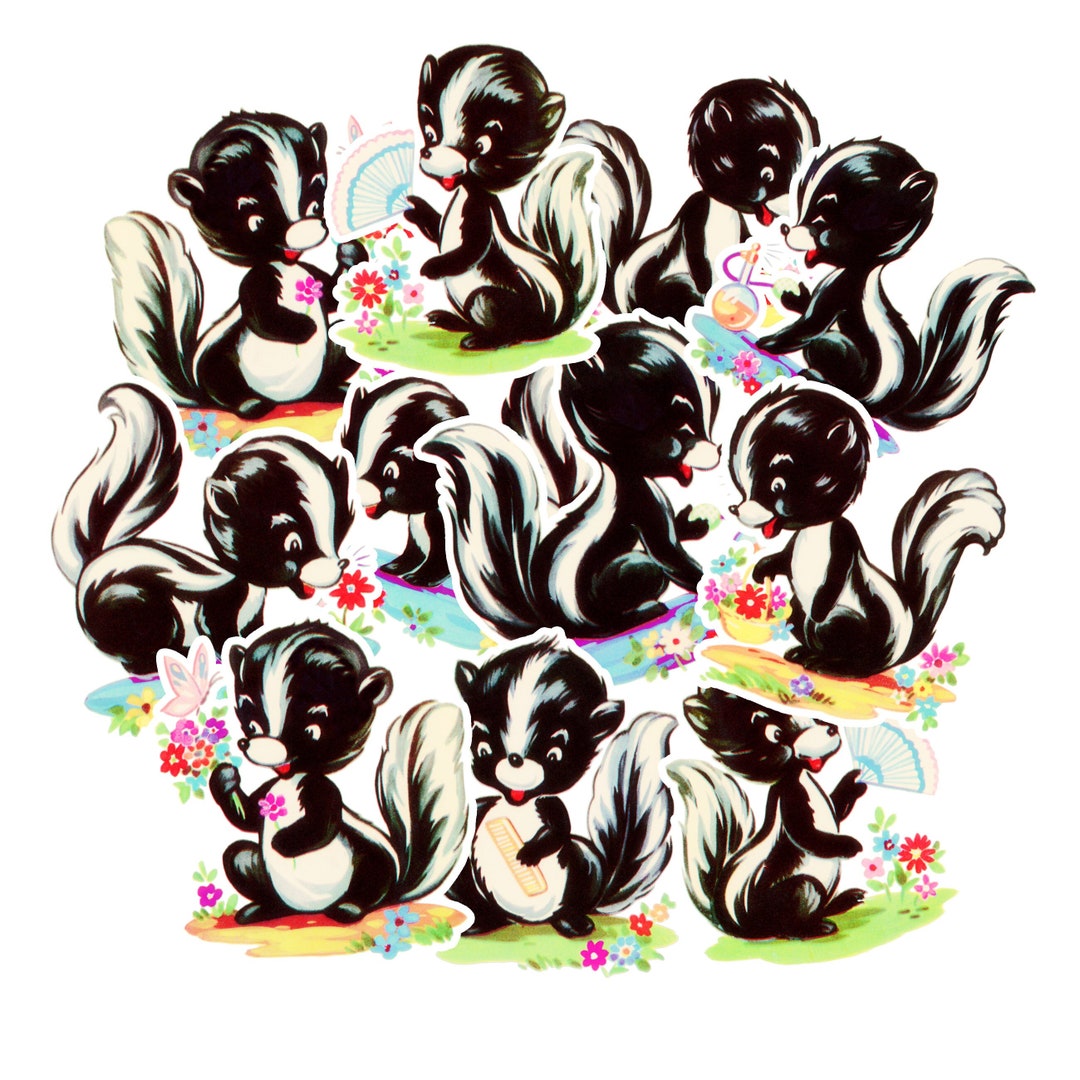 Vintage Skunks Sticker Pack. Cute Skunks Kitsch Skunks Junk - Etsy