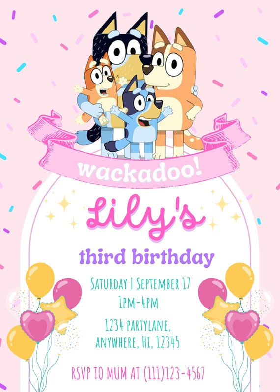 Bluey Kids Birthday Party Invitation EDITABLE Digital - Etsy