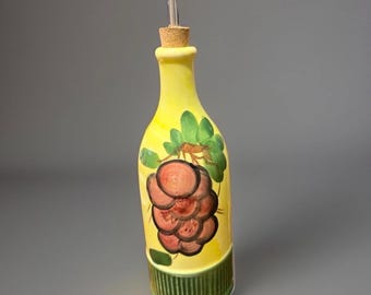 Decantador de aceite y vinagre de cerámica vintage con diseño de uvas.