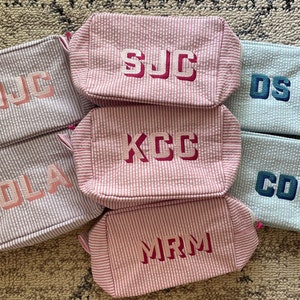 The Everything Pouch - Embroidered &quot;catch all&quot; seersucker pouch - Perfect for baby or bridesmaid gifts!