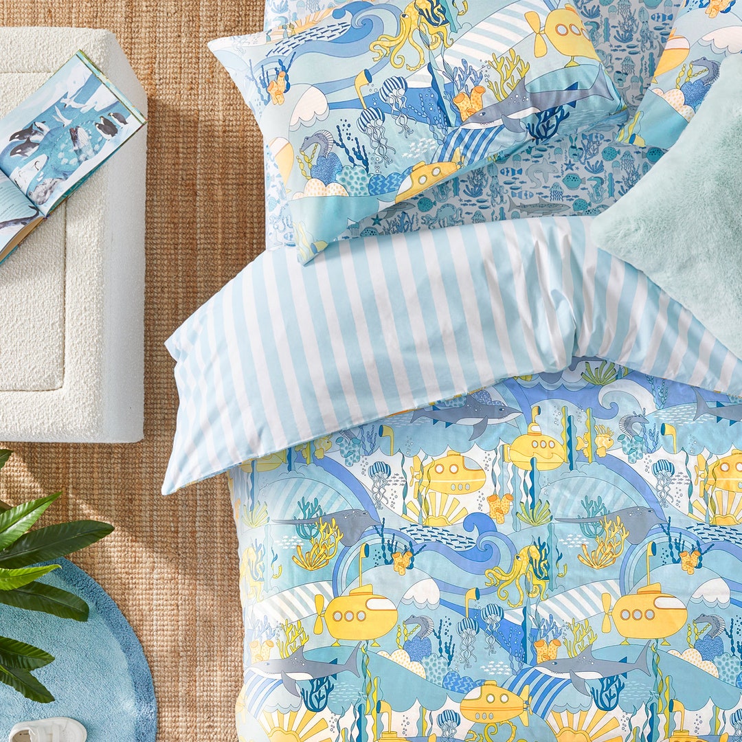 Under the Sea Duvet Cover Set: Reversible 100% Cotton Kids Bedding ...