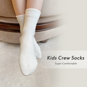 Kids Cotton Crew Socks: Seamless Toe, Anti-Odor, 6 Pairs (Age 5-8)
