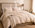 Cotton Waffle Duvet Cover Set, Flax Neutral Bedding, Soft Cozy Comforter Cover, Natural Minimalist Bedding