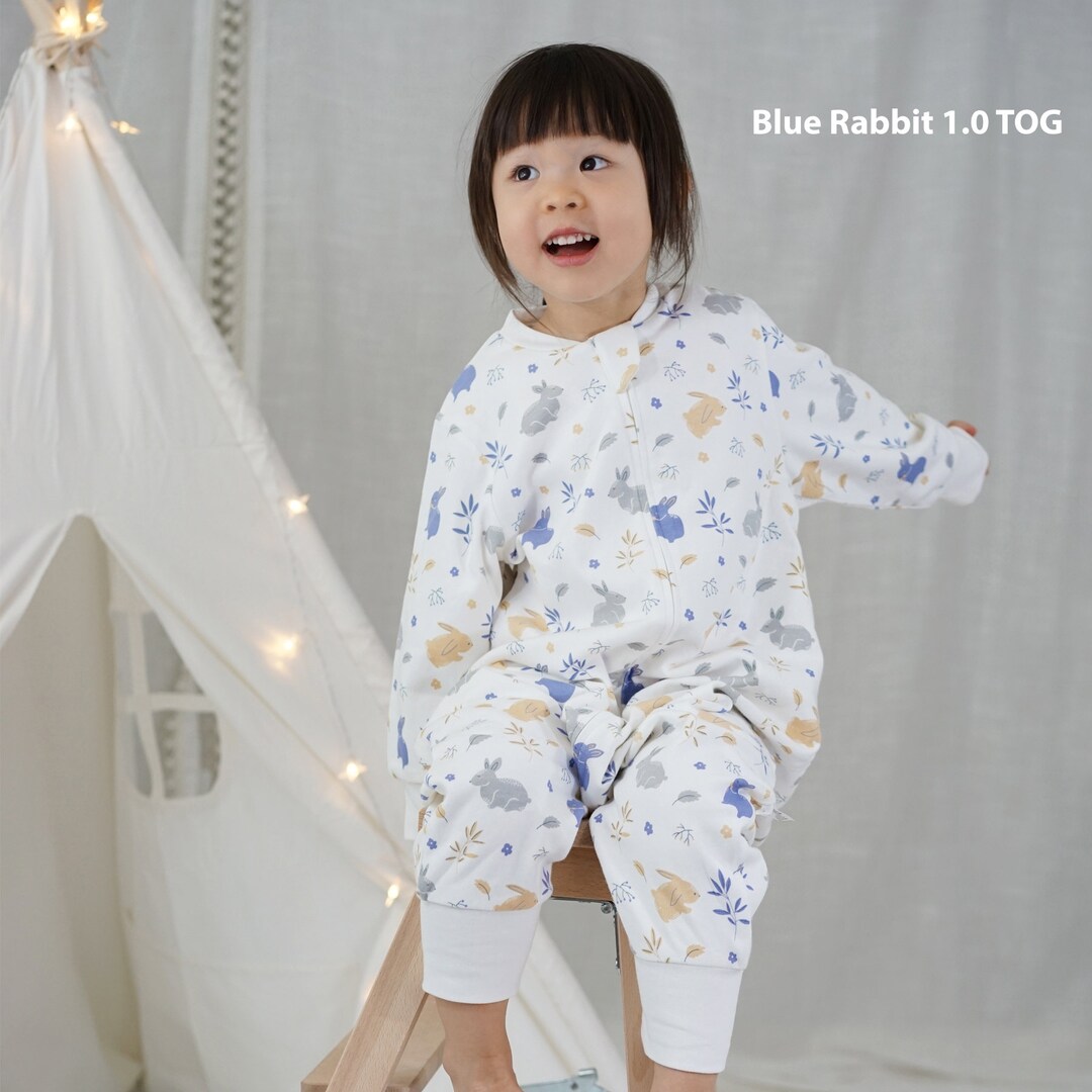 Cotton Toddles Long Sleeve Sleep Suit, Open Legs Sleep Sack, Boys