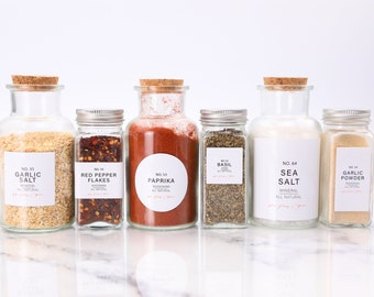 Modern-Numbered Spice Labels • Water and Oil Resistant • Personalization Available • by Sugar & Spice Label