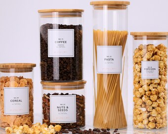 Minimalist Numbered Outline Pantry Labels • Water, Heat and Oil Resistant • Made in USA by Sugar & Spice Labels
