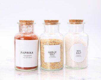 Minimalist Spice Labels • Water and Oil Resistant • Personalization Available • by Sugar & Spice