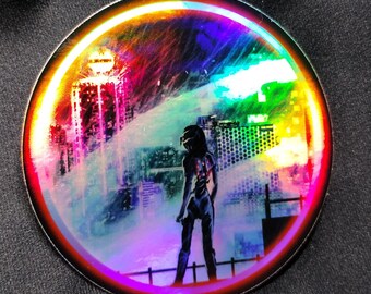 Cyberpunk Assassin sticker  | vaporwave | anime girl | retro anime | retro 80s | retro futurism | cool stickers| cyberpunk 2077 |