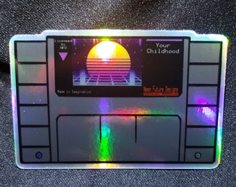 SNES Gaming Sticker | classic gaming, |  holographic aesthetic , gaming stickers, gift for him, 90s gaming , gift for gamers , laptop decals
