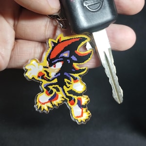 Shadow the Hedgehog Keychain charm | Sonic 3 , sega genesis , pixel art , retro gaming 90s , furry accessories ,  smash bros , hedgehog ,