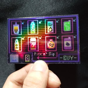 Cyberpunk Drink Holographic Sticker  - Vaporwave | blade runner| vending machine| kawaii chibi , retro 80s , Japanese drinks
