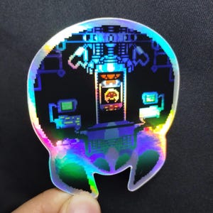 Super Metroid sticker  | holographic sticker , metroid fan art, switch, nintendo inspired,  90s retro gaming,  gaming decal, pixel art