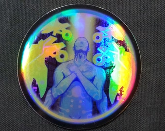Holographic AI Sticker | blade runner | vaporwave | retro futurism | 80s, retro anime decal | cyber y2k | cybercore |