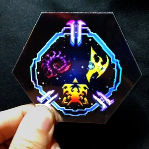 Pegatina de Zerg Terran Protoss / StarCraft, RTS, holográfica, esports online, Blizzard Gaming, Y2K, pixel art