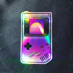 Calcomanía holográfica para Gameboy Vaporwave, calcomanía estética, regalo para nerds, juegos de los 80, nostalgia, regalo para ella