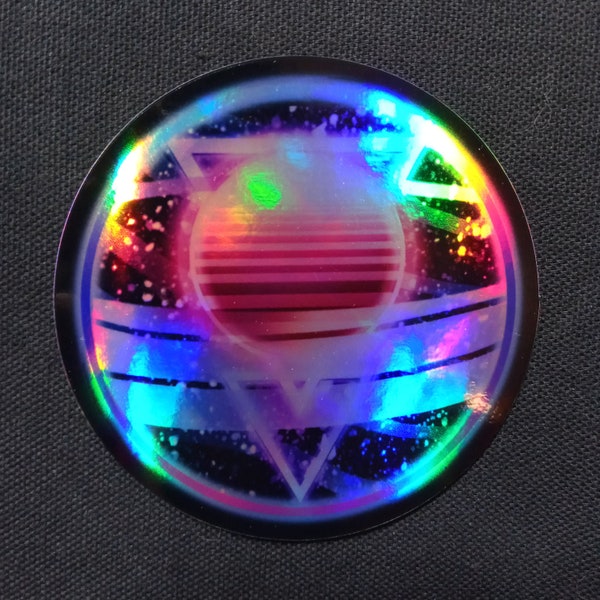 Holographic Sticker - Planet       | synthwave, vaporwave, outrun, 80s, retro, stars, scifi, neon, decal, space , travel , nasa , stars