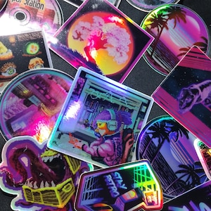Retro Vaporwave Sticker Packs Pick ANY 5  | retro aesthetic  | retro 80s  | gifts for nerds | colorful gifts for her | laptop stickers