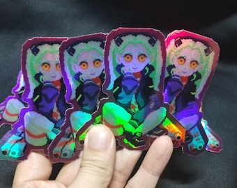 Cute Rebecca Sticker   |  cyberpunk edgerunners characters , cyberpunk 2077 , adorable anime characters
