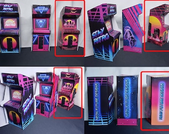 Miami Sunset  Arcade | synthwave, vaporwave, outrun, 80s, retro, , neon, sunset, car, laser grid , paper craft , paperweight
