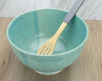 Large Serving Bowl Turquoise Speckled