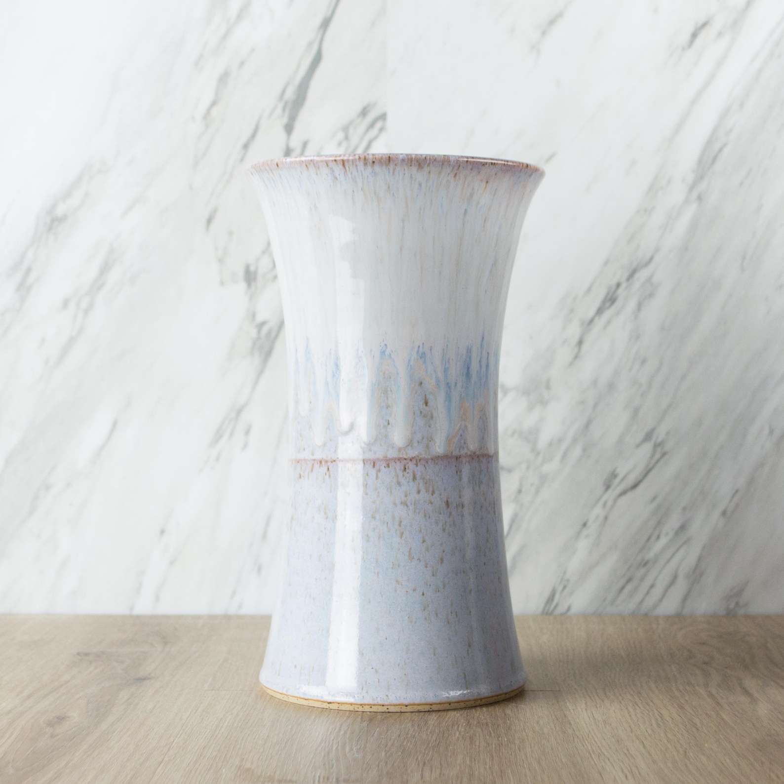 Lavender Drippy Speckled Large Hour Glass Vase
