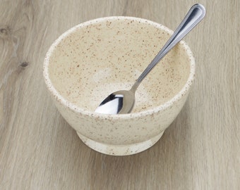Small Serving Bowl Speckled Cream