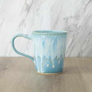 Light Blue Drippy Mug | Large Coffee Mug | Handmade Ceramic Mug